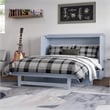 Northfield Queen Solid Wood Modern Murphy Bed Chest with Mattress in Driftwood