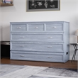 Northfield Queen Solid Wood Modern Murphy Bed Chest with Mattress in Driftwood
