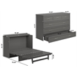 Northfield Queen Solid Wood Modern Murphy Bed Chest with Mattress in Gray