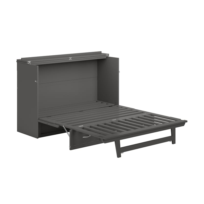 Northfield Queen Solid Wood Modern Murphy Bed Chest with Mattress in Gray