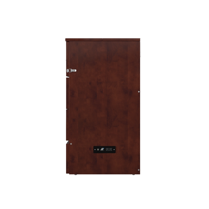 AFI Deerfield Full Solid Wood Modern Murphy Bed Chest with Mattress in Walnut