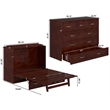 AFI Deerfield Full Solid Wood Modern Murphy Bed Chest with Mattress in Walnut
