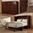 AFI Deerfield Full Solid Wood Modern Murphy Bed Chest with Mattress in Walnut