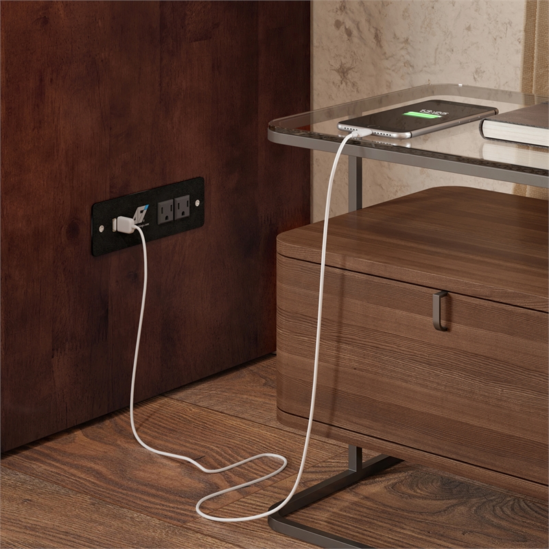 AFI Deerfield Full Solid Wood Modern Murphy Bed Chest with Mattress in Walnut