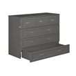 AFI Deerfield Full Solid Wood Modern Murphy Bed Chest with Mattress in Gray