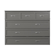 AFI Deerfield Full Solid Wood Modern Murphy Bed Chest with Mattress in Gray