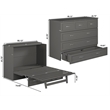 AFI Deerfield Full Solid Wood Modern Murphy Bed Chest with Mattress in Gray