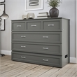 AFI Deerfield Full Solid Wood Modern Murphy Bed Chest with Mattress in Gray