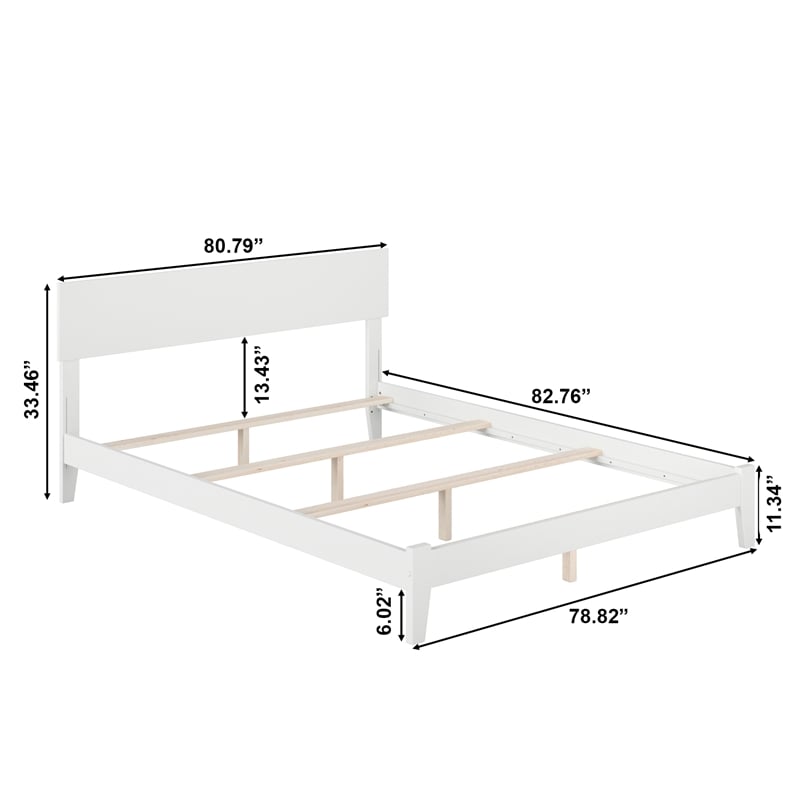 Orlando King Solid Wood Foundation Bed in White