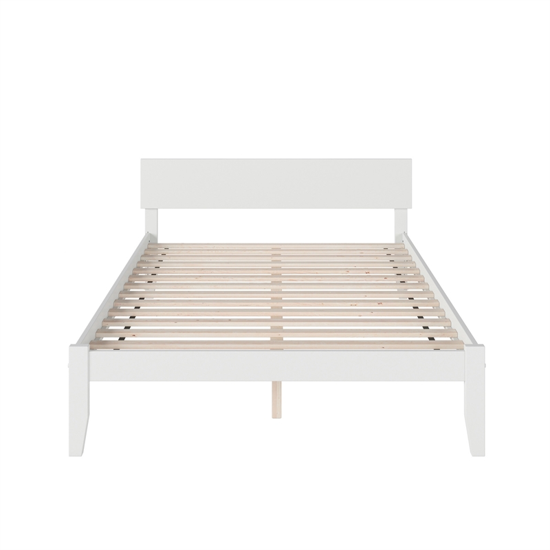 Orlando King Wood Platform Bed with Modern Panel Headboard in White