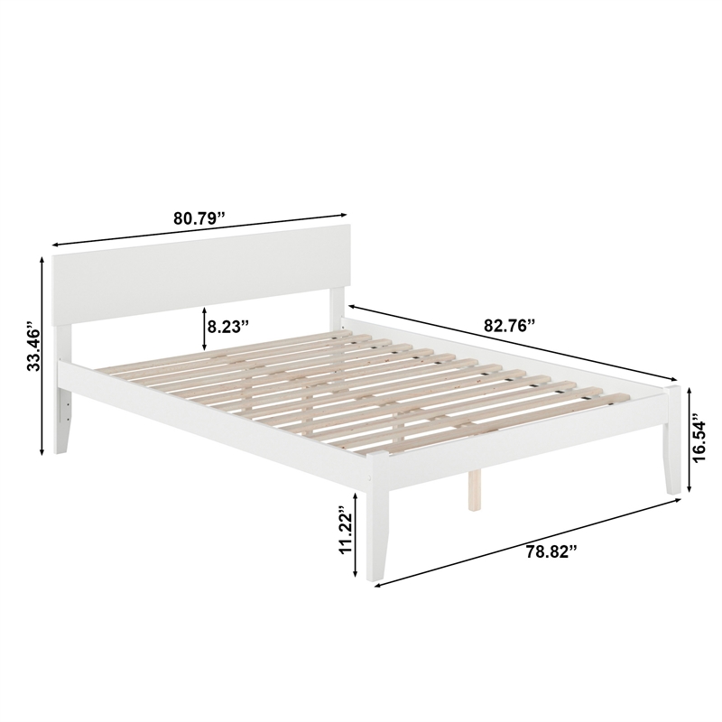 Orlando King Wood Platform Bed with Modern Panel Headboard in White