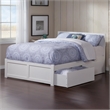 Orlando King Wood Platform Bed with Footboard and Storage Drawers in White