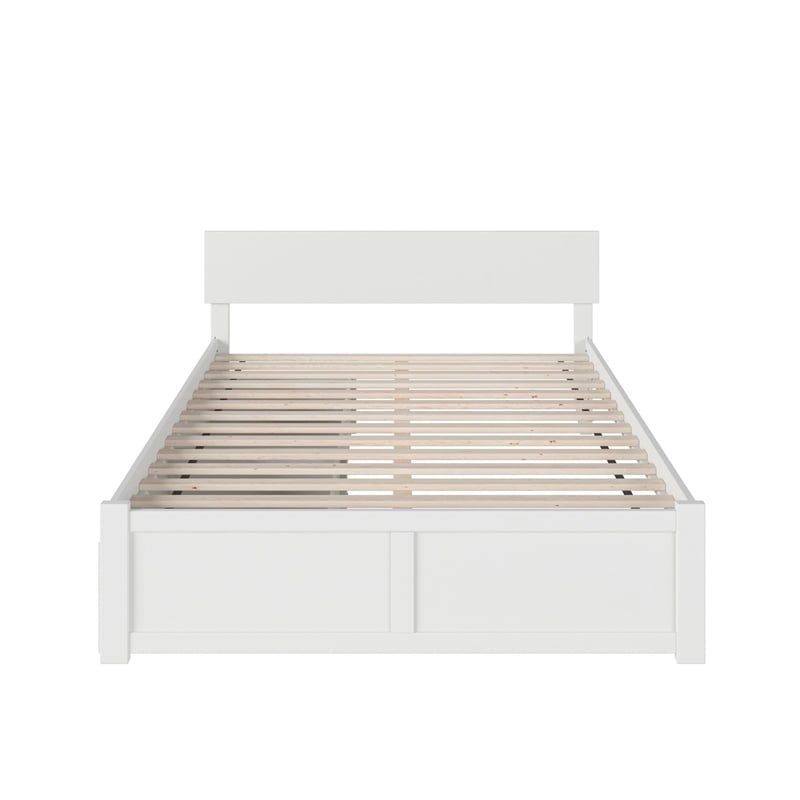 Orlando King Wood Platform Bed with Footboard and Storage Drawers in White