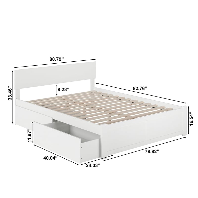 Orlando King Wood Platform Bed with Footboard and Storage Drawers in White
