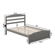 AFI Warren Solid Wood Full Bed with Footboard and USB Charging Station in Gray