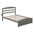 AFI Warren Solid Wood Full Bed with Footboard and USB Charging Station in Gray