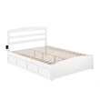 AFI Warren Solid Wood Queen Bed w/ Footboard & 2 Drawers in White