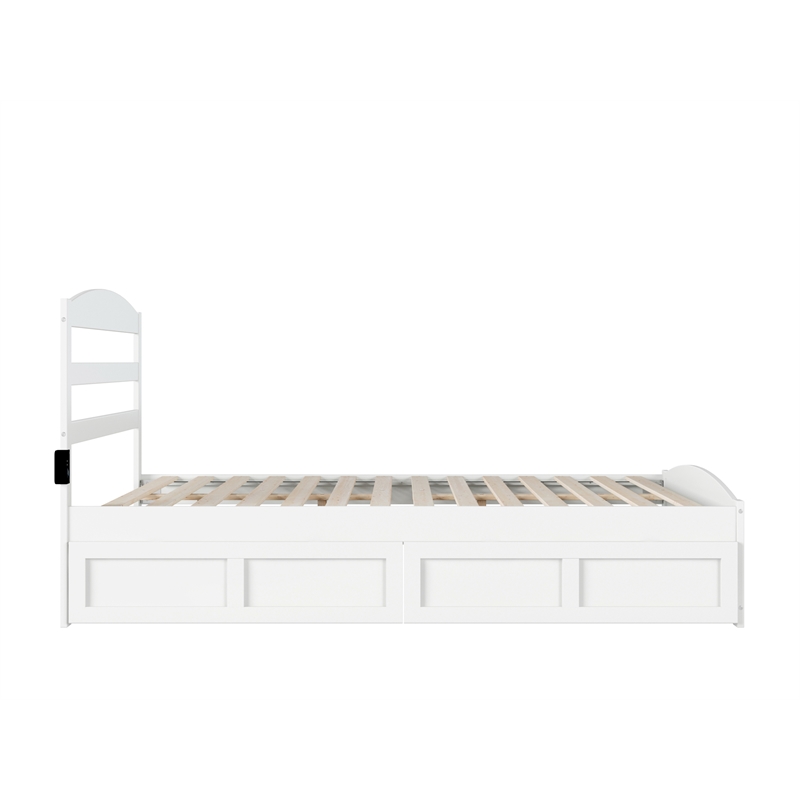AFI Warren Solid Wood Queen Bed w/ Footboard & 2 Drawers in White