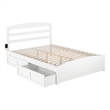 AFI Warren Solid Wood Queen Bed w/ Footboard & 2 Drawers in White