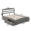 AFI Warren Solid Wood Queen Bed w/ Footboard & 2 Drawers in Gray