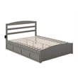 AFI Warren Solid Wood Queen Bed w/ Footboard & 2 Drawers in Gray