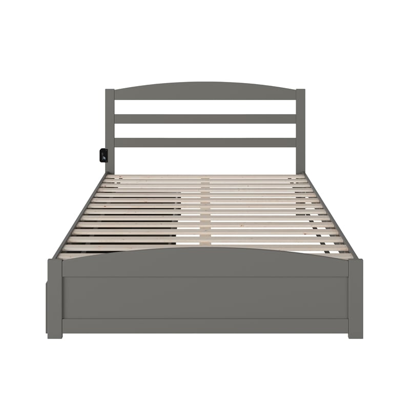 AFI Warren Solid Wood Queen Bed w/ Footboard & 2 Drawers in Gray