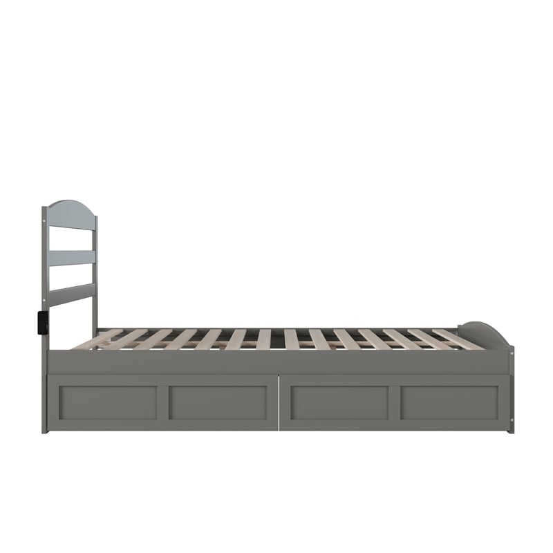 AFI Warren Solid Wood Queen Bed w/ Footboard & 2 Drawers in Gray