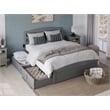 AFI Warren Solid Wood Queen Bed w/ Footboard & 2 Drawers in Gray