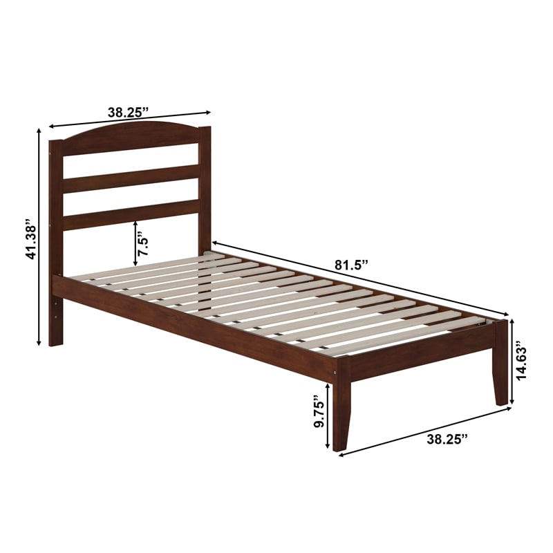 AFI Warren Solid Wood Traditional Twin XL Bed with USB Charger in Walnut