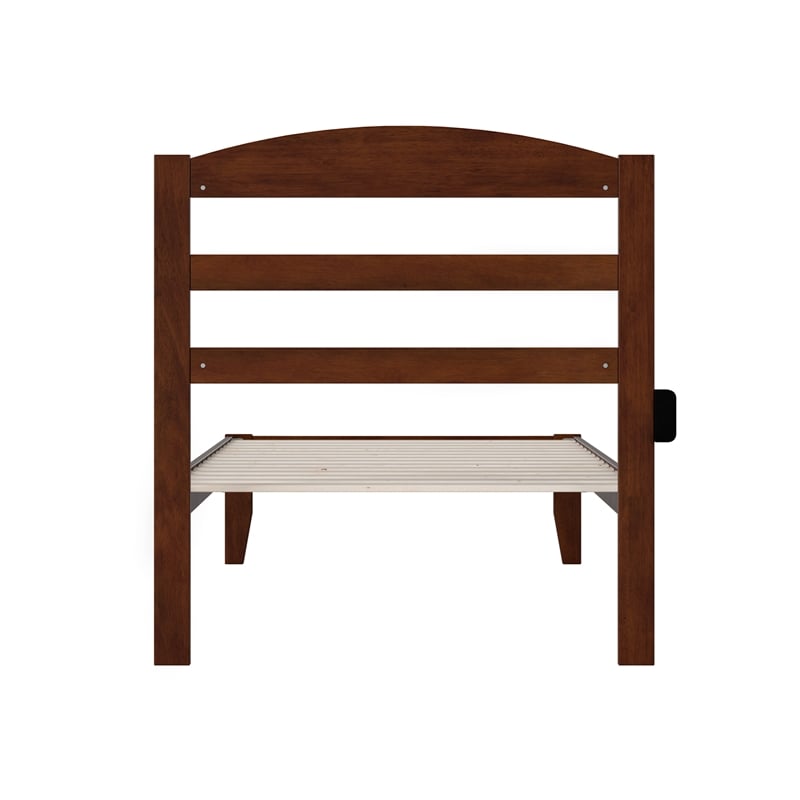AFI Warren Solid Wood Traditional Twin XL Bed with USB Charger in Walnut
