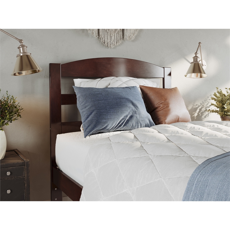 AFI Warren Solid Wood Traditional Twin Bed with USB Charging Station in Walnut