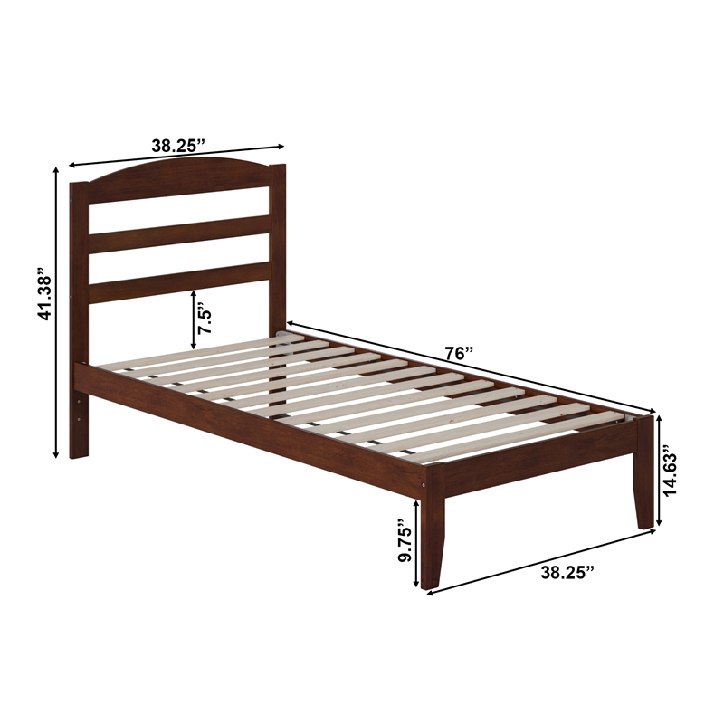 AFI Warren Solid Wood Traditional Twin Bed with USB Charging Station in Walnut