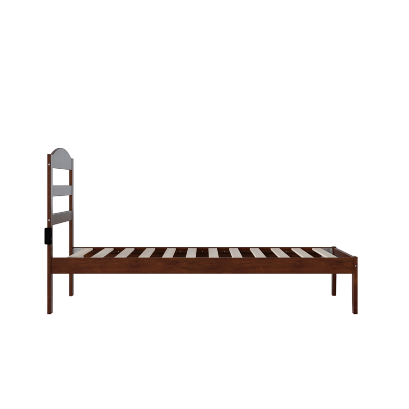 AFI Warren Solid Wood Traditional Twin Bed with USB Charging Station in Walnut