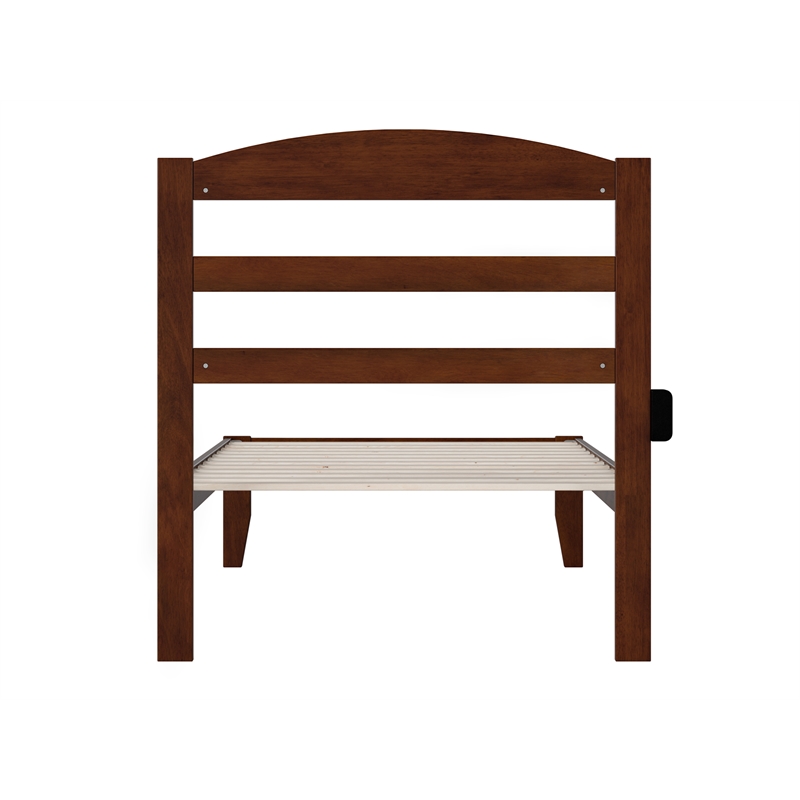 AFI Warren Solid Wood Traditional Twin Bed with USB Charging Station in Walnut