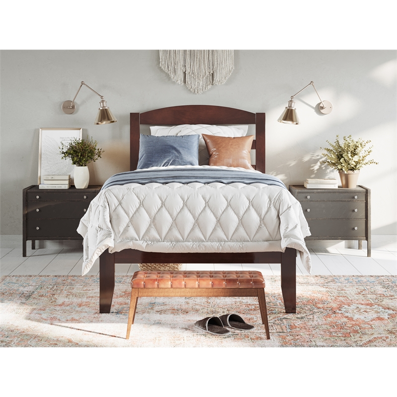 AFI Warren Solid Wood Traditional Twin Bed with USB Charging Station in Walnut