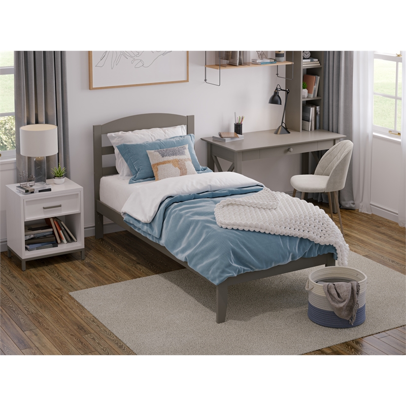 AFI Warren Solid Wood Traditional Twin Bed with USB Charger in Gray
