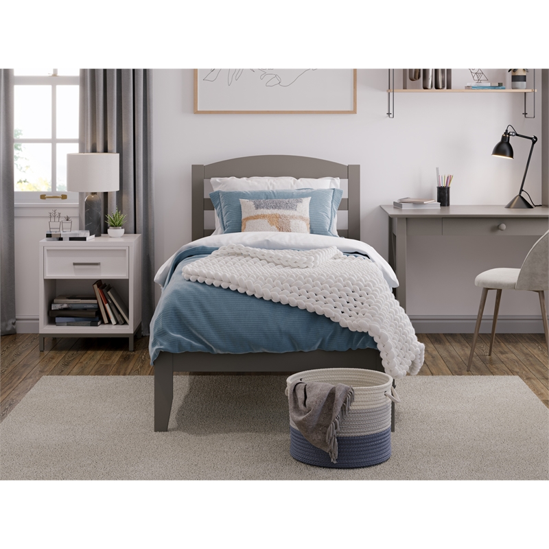 AFI Warren Solid Wood Traditional Twin Bed with USB Charger in Gray