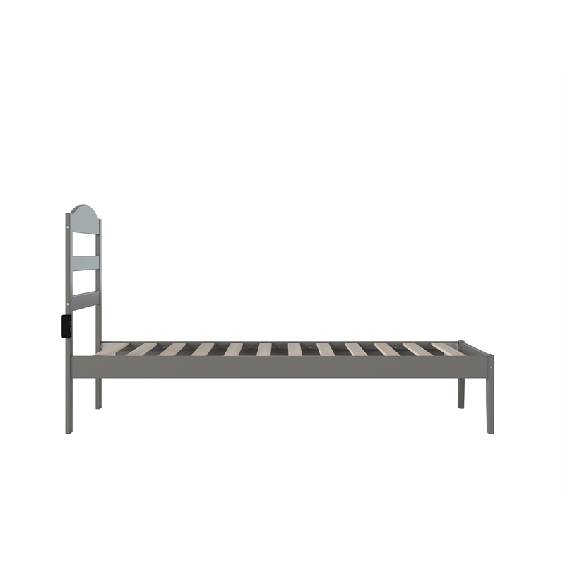 AFI Warren Solid Wood Traditional Twin Bed with USB Charger in Gray