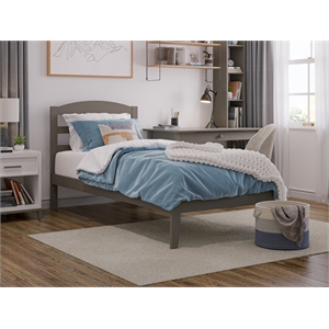 AFI Warren Solid Wood Traditional Twin Bed with USB Charger in Gray