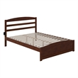 AFI Warren Solid Wood Queen Bed with USB Charging Station w/ Footboard in Walnut
