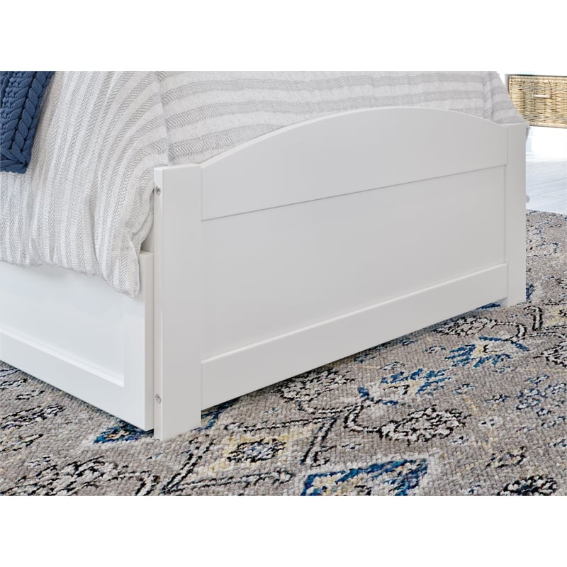 AFI Warren Solid Wood Twin Bed w/ Footboard & Twin Trundle in White