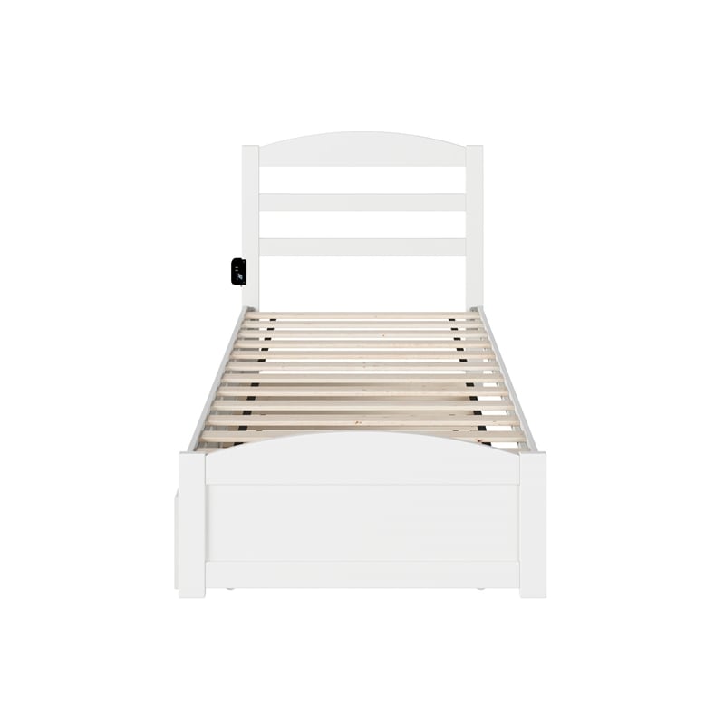 AFI Warren Solid Wood Twin Bed w/ Footboard & Twin Trundle in White