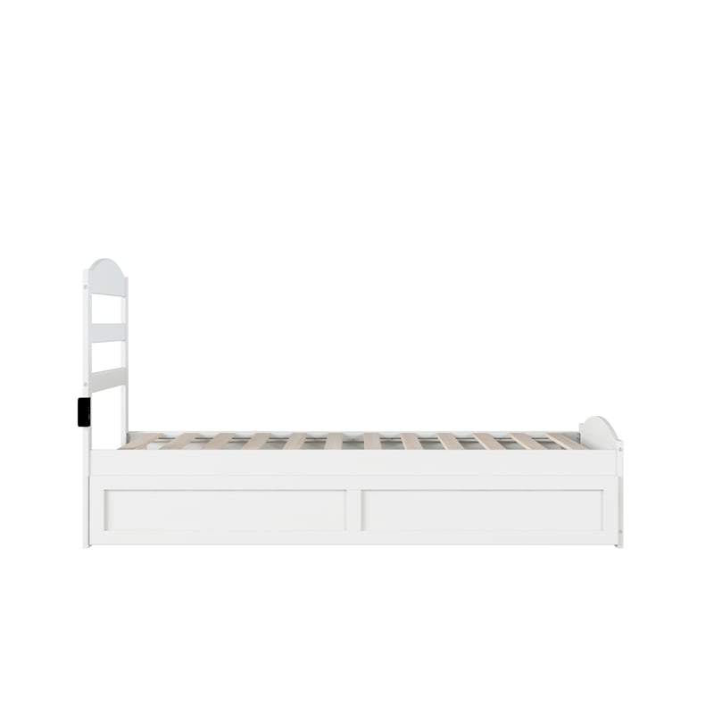 AFI Warren Solid Wood Twin Bed w/ Footboard & Twin Trundle in White