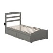AFI Warren Solid Wood Twin Bed w/ Footboard & Twin Trundle in Gray
