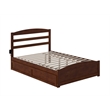 AFI Warren Solid Wood Full Bed w/ Footboard & Twin Trundle in Walnut