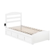 AFI Warren Solid Wood Twin Bed w/ Footboard & 2 Drawers in White