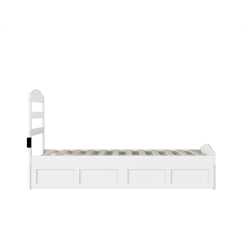 AFI Warren Solid Wood Twin Bed w/ Footboard & 2 Drawers in White