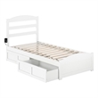 AFI Warren Solid Wood Twin Bed w/ Footboard & 2 Drawers in White