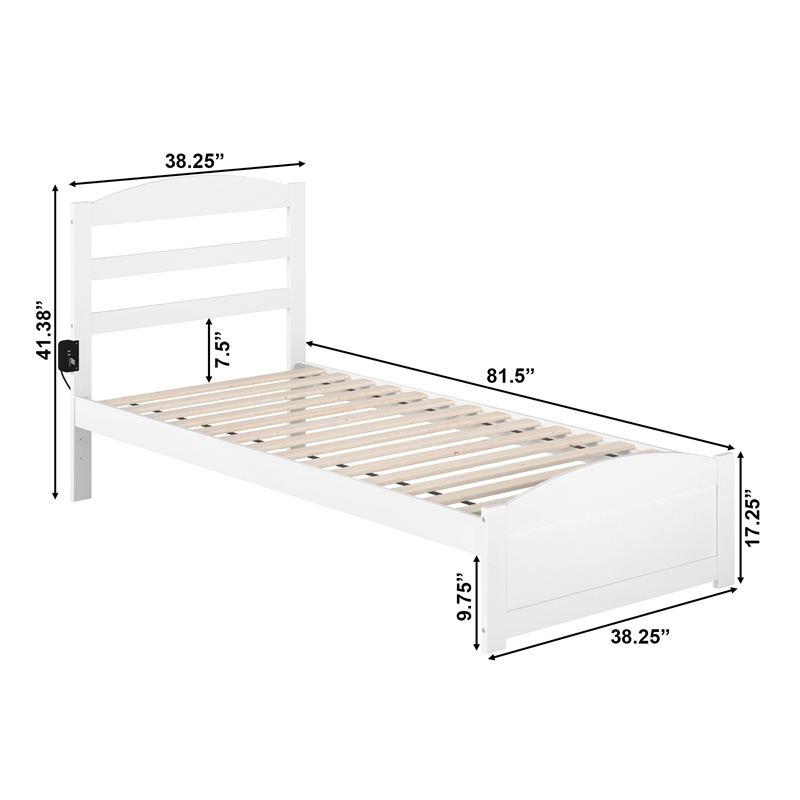AFI Warren Solid Wood Twin Extra Long Bed w/ Footboard in White