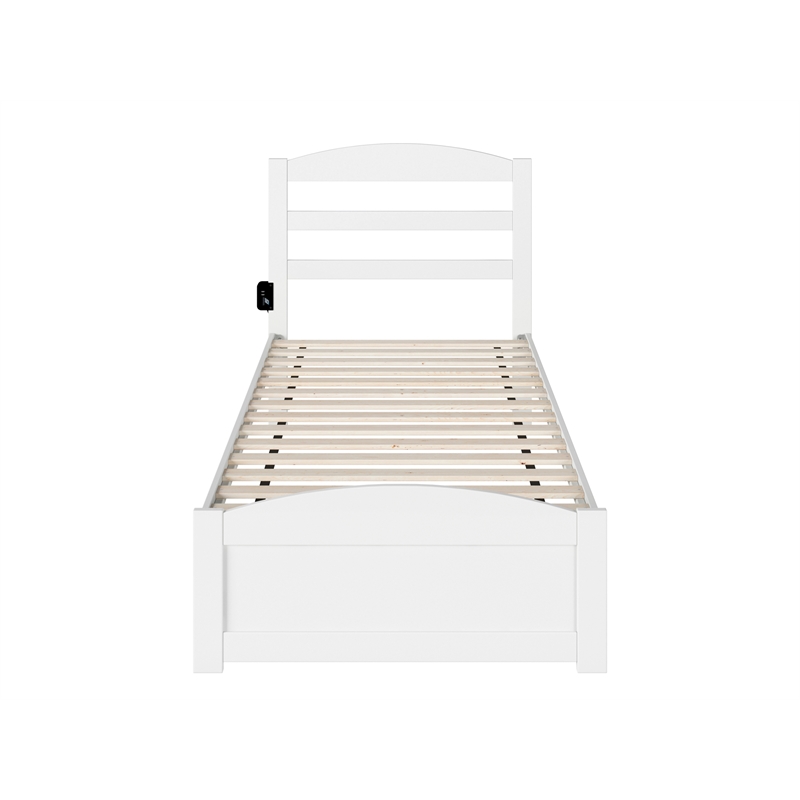 AFI Warren Solid Wood Twin Extra Long Bed w/ Footboard in White